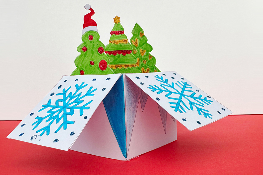 Illustration Carte de Noël Sapin en 3D